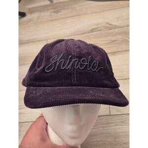 Shinola Detroit Mens Corduroy Script Logo Baseball Cap Hat Leather Strap USA